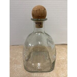Patrón Tequila Reposado Premium Empty Bottle 375ml Handblown Glass with Cork EUC